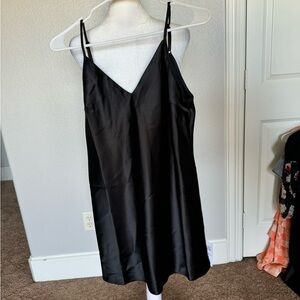 Petite black silk slip